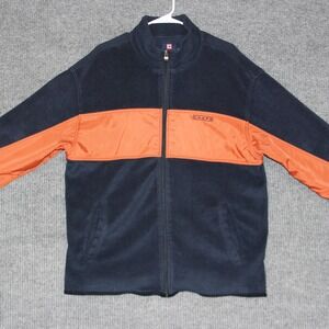 Chaps Fleece Jacket Mens L Navy‎ Blue Orange Zip Up Long Sleeve Outerwear